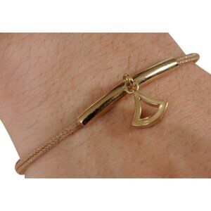 Bvlgari BVLGARI Divas Dream Rope Fabric Bracelet Gold Brown Tan Adjustable Plate